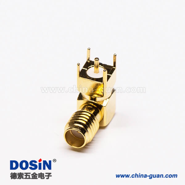 SSMA彎式插座母頭母針射頻連接器穿孔接PCB板