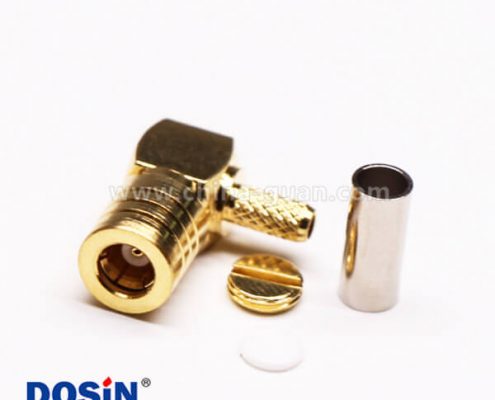 連接器SMB公頭彎式90度壓接接線鍍金