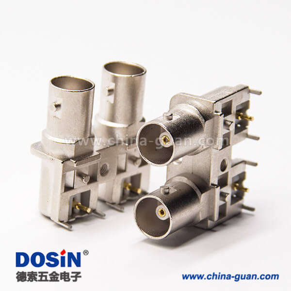 801-0293-4 雙BNC接頭彎式90度母座插板接PCB板