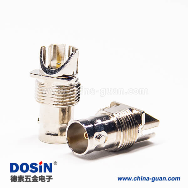 16-2 bnc卡板式接PCB板母頭直式180度鍍鎳