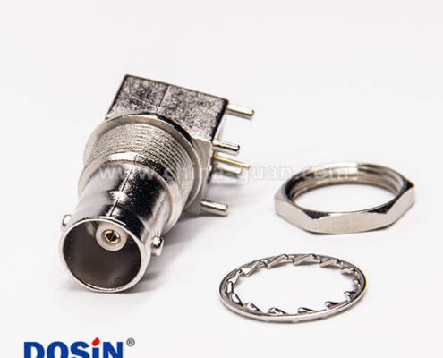 bnc穿墻母頭彎式同軸連接器插板式接PCB板