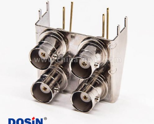 插板bnc母頭2*2彎式連接器接PCB板