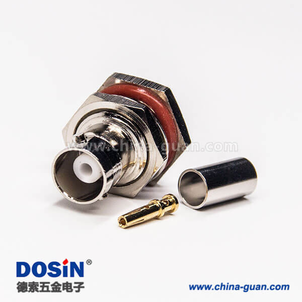 49-2 bnc接頭防水母頭母針穿墻式壓接接線