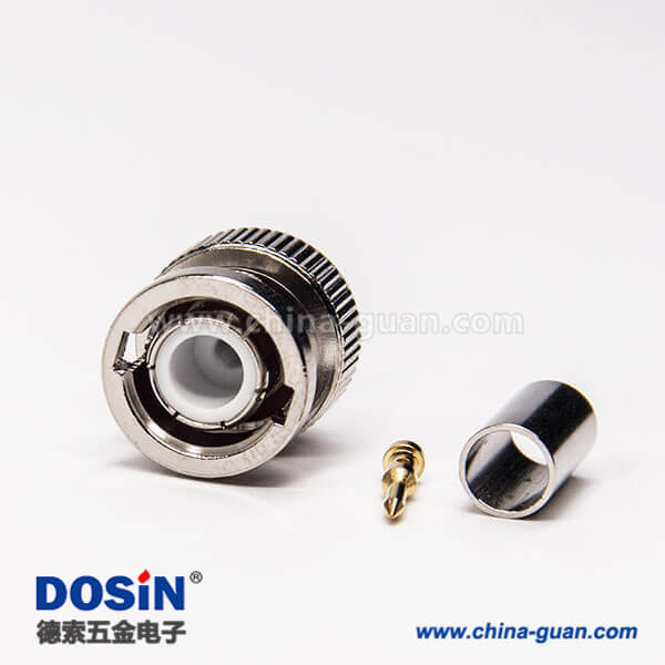 50-2 bnc公頭連接器直式180度公針壓接式接同軸線纜
