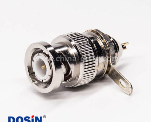 bnc公頭焊線直式連接器后鎖穿墻焊接式接同軸線纜