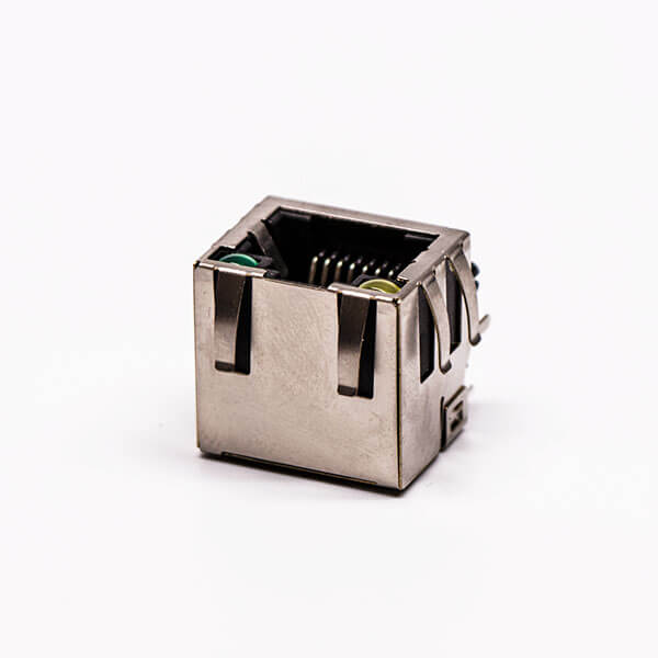 13-3 rj45接口銅殼母頭單口帶屏蔽帶燈網(wǎng)絡接口接PCB