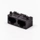 rj45直通式雙網(wǎng)口插座母頭彎式8全塑黑色無(wú)燈接PCB板