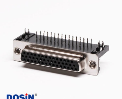 d-sub連接器44針彎式母頭鉚鎖不帶螺絲穿孔接PCB板
