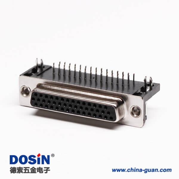 d-sub連接器44針彎式母頭鉚鎖不帶螺絲穿孔接PCB板