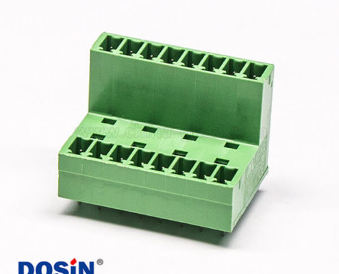 插拔式接線端子接線雙排16芯直式穿孔對(duì)接式綠色端子
