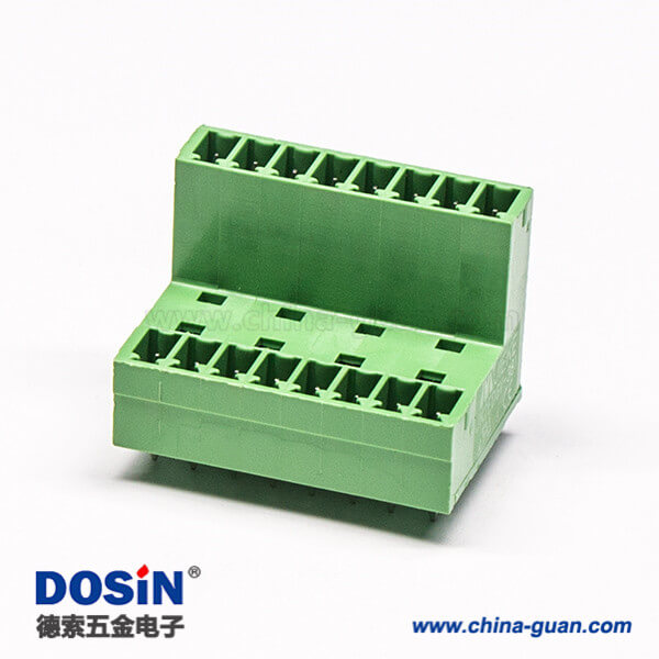 插拔式接線端子接線雙排16芯直式穿孔對接式綠色端子