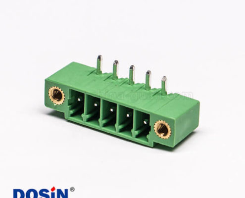 PCB四芯綠色接線端子彎式面板安裝2孔法蘭式接線端子排綠色