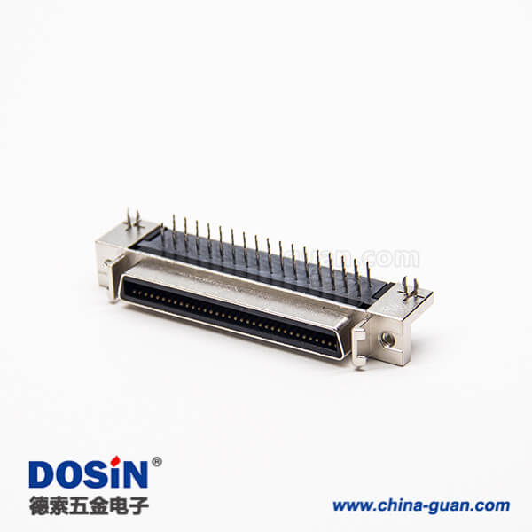 68針scsi連接器彎式90度母頭穿孔式接PCB板