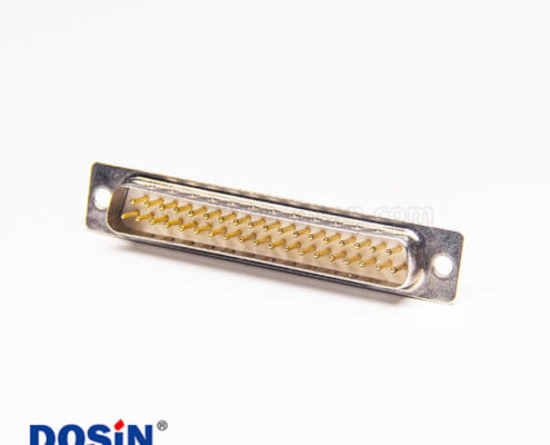 37pin直式D SUB公頭連接器光孔鉚合焊接式接線