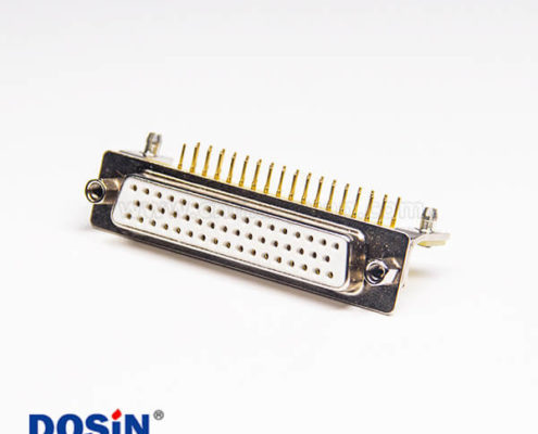 50pin彎頭D SUB母頭連接器鉚鎖連接插板焊板