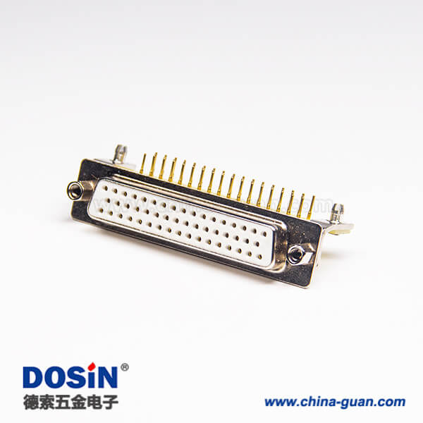 50pin彎頭D SUB母頭連接器鉚鎖連接插板焊板