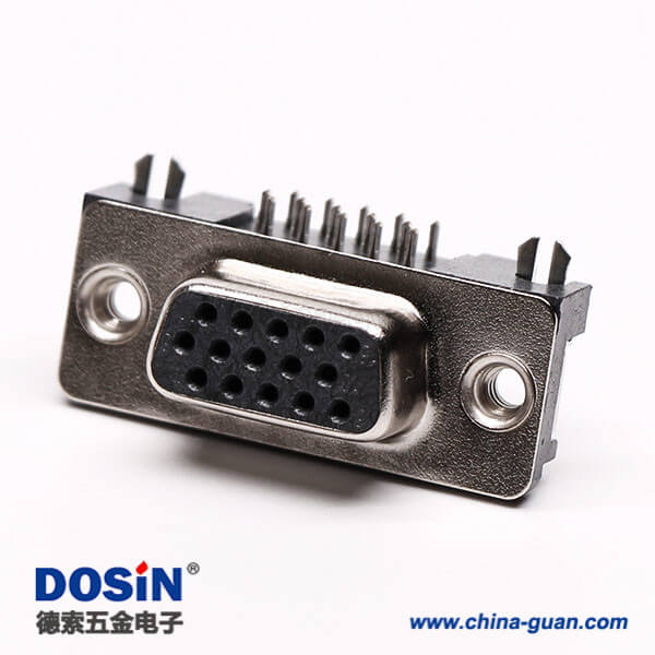 db15彎頭三排封裝母頭高密度黑色膠芯