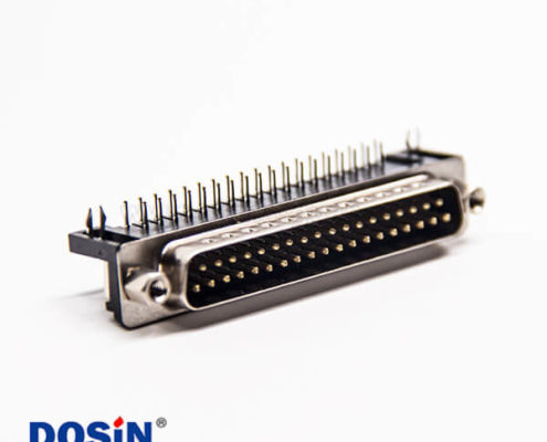 d sub37pin連接器公頭彎式90度帶鉚鎖插板式接PCB板