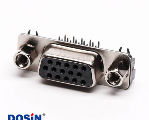 db15三排母頭彎腳高密度黑色膠芯插孔接PCB板