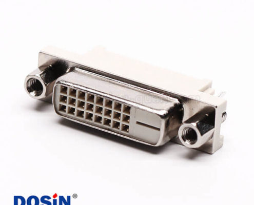 dvi-d連接器24+1母頭直式帶螺母穿孔接pcb板