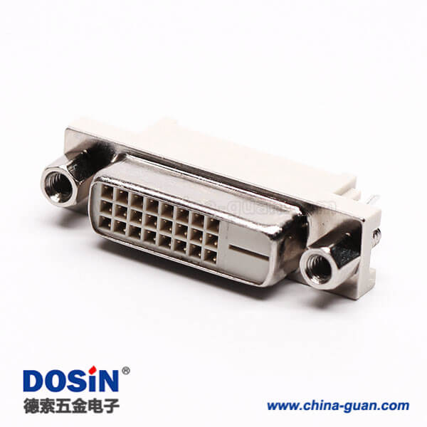 dvi-d連接器24+1母頭直式帶螺母穿孔接pcb板