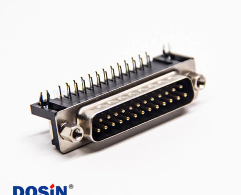 d sub 25pin連接器90度公頭鉚鎖式插板接PCB板