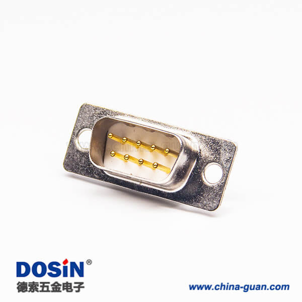 D sub連接器直式9pin公頭車針焊接接線白色膠芯