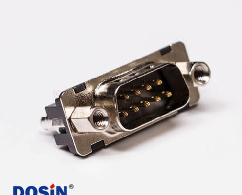 DB9連接頭標(biāo)準(zhǔn)型公頭直式接PCB板穿孔黑膠