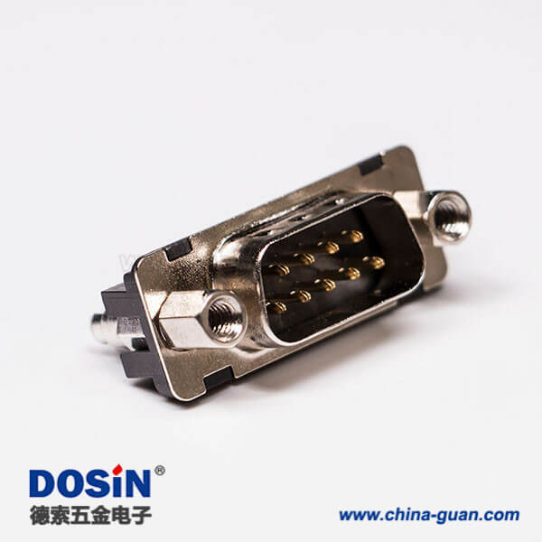 DB9連接頭標(biāo)準(zhǔn)型公頭直式接PCB板穿孔黑膠