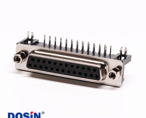 D?Sub?25PIN連接器母座彎式?jīng)_針鉚鎖接PCB板