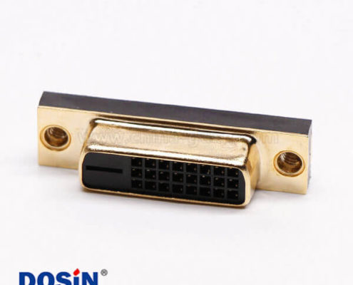 dvi-d母直式連接器24+1超薄鍍金黑色膠芯子穿孔