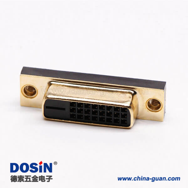 dvi-d母直式連接器24+1超薄鍍金黑色膠芯子穿孔