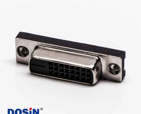 dvi24+1針直插母頭超薄黑絲膠芯子接PCB板