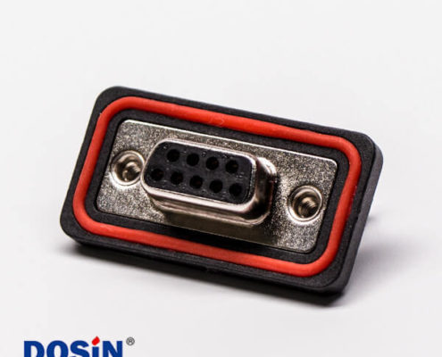 db9防水插座彎式黑色膠芯車針插孔接pcb板