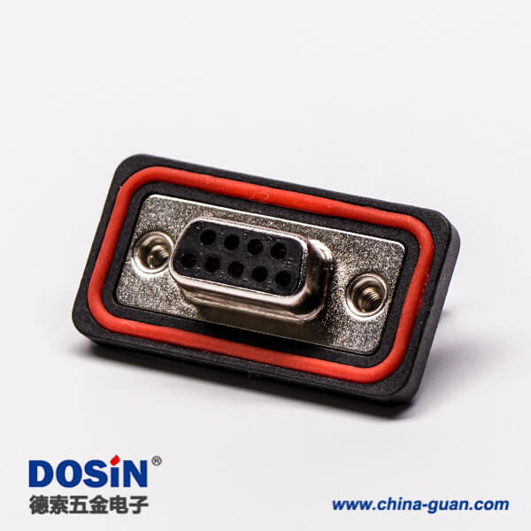 db9防水插座彎式黑色膠芯車針插孔接pcb板
