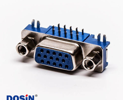 db連接器彎頭藍色膠芯母頭5.08鉚鎖接pcb板