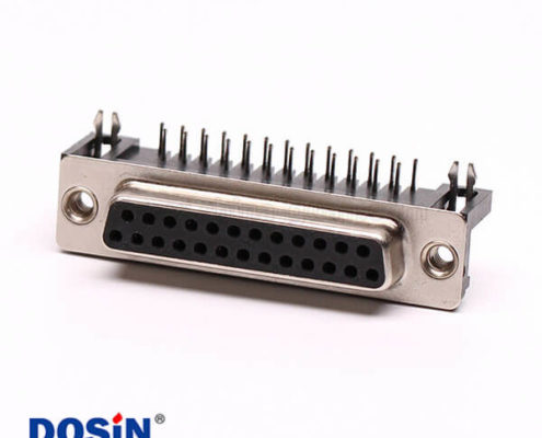 cD-Sub連接封裝25針90°焊板鉚合接PCB板