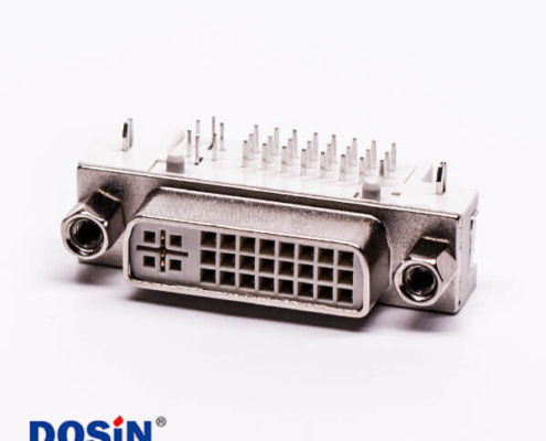 dvi24+5連接器母頭彎角帶螺母插板帶魚叉