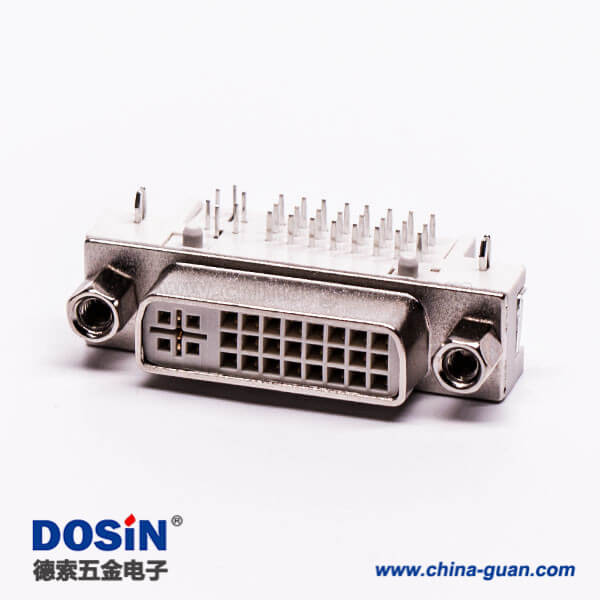 dvi24+5連接器母頭彎角帶螺母插板帶魚叉