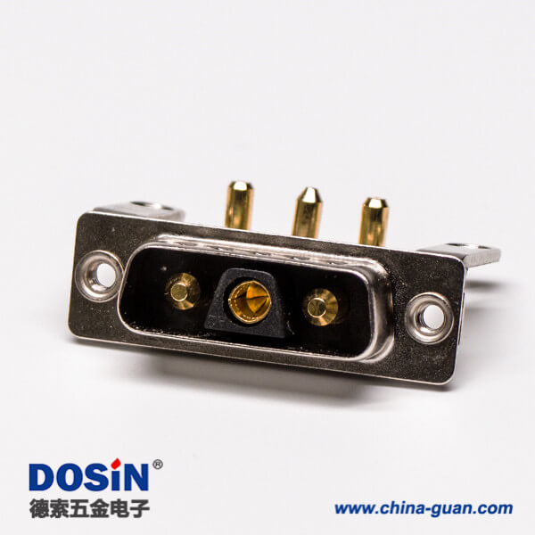 DB型大電流 連接器3V3公座90°焊板 20A支架鉚鎖接PCB板