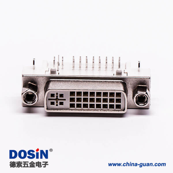 35-1 連接器dvi24+5彎頭帶螺母插板母頭帶魚叉