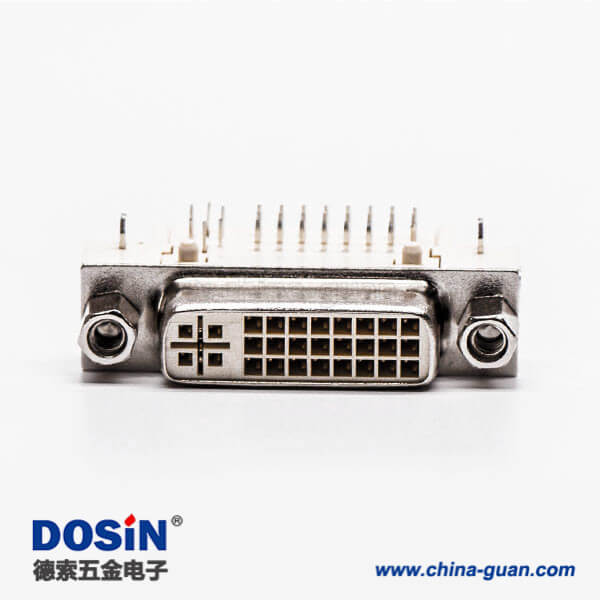 35-3 連接器dvi24+5彎頭帶螺母插板母頭帶魚叉