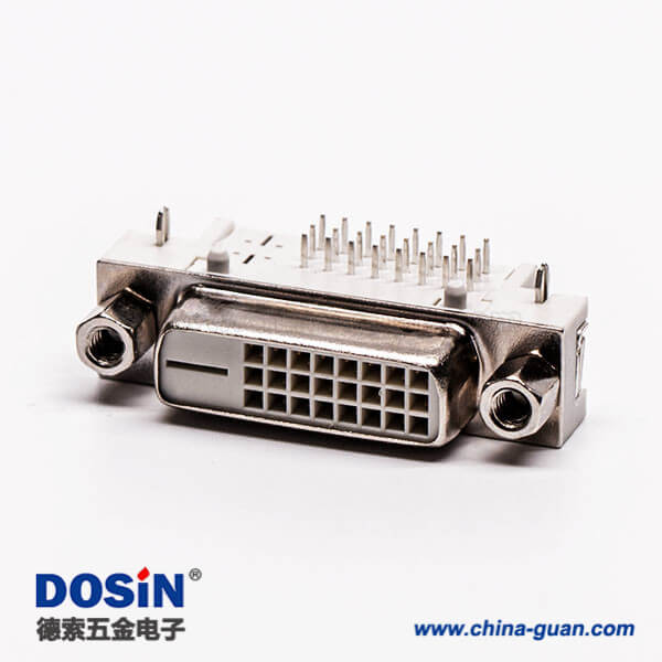 顯示器dvi接口母頭彎角帶螺母插板帶魚叉腳
