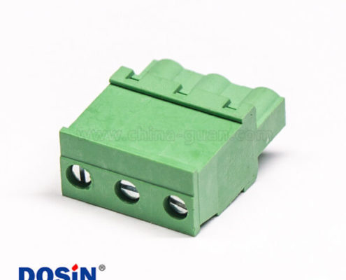 插拔端子帶3個螺絲直式綠色插拔式插頭
