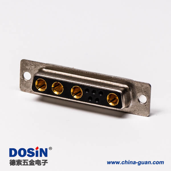 大電流9w4 d sub直式母頭焊線式車針鉚合連接器