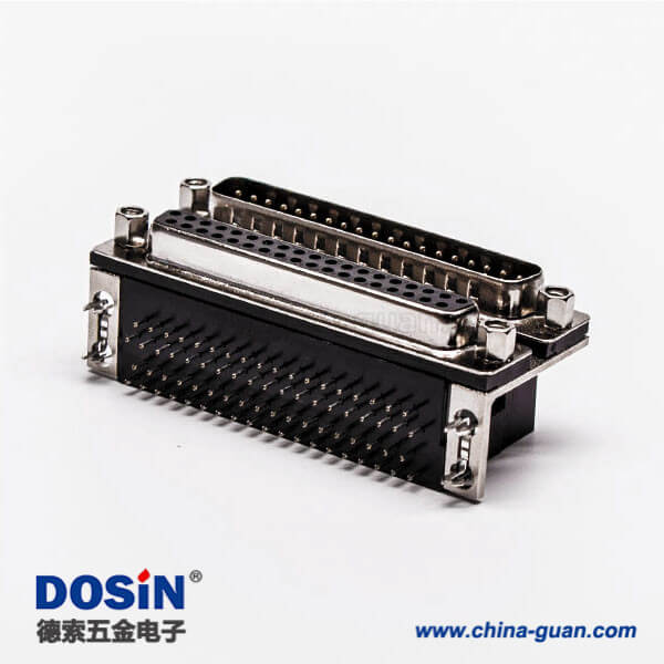 37針 D-Sub 孔型插座CD81型雙層公對(duì)母彎式連接器接PCB板