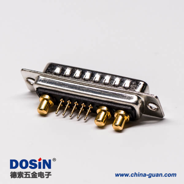 46-1 dsub 線焊接13w3大電流公座直式黑膠防火帶鉚合連接器