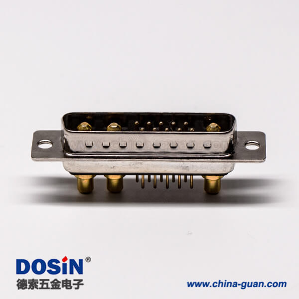 46-4 dsub 線焊接13w3大電流公座直式黑膠防火帶鉚合連接器