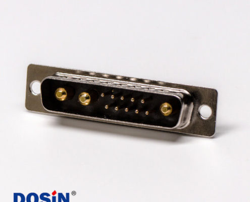 dsub 線(xiàn)焊接13w3大電流公座直式黑膠防火帶鉚合連接器