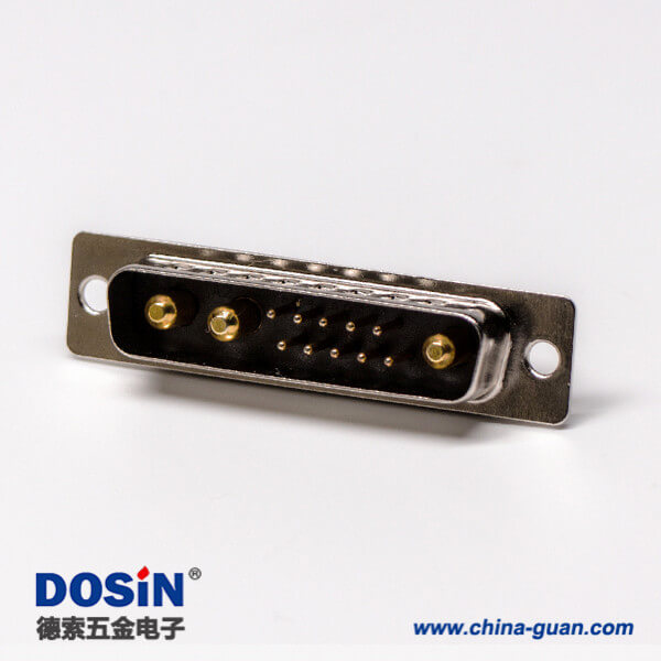 dsub 線焊接13w3大電流公座直式黑膠防火帶鉚合連接器